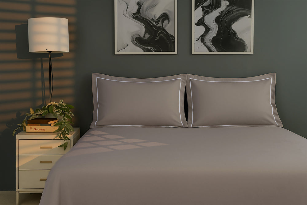 Bedcetera Lumina King Size Solids Bedsheet  Mocha  colour