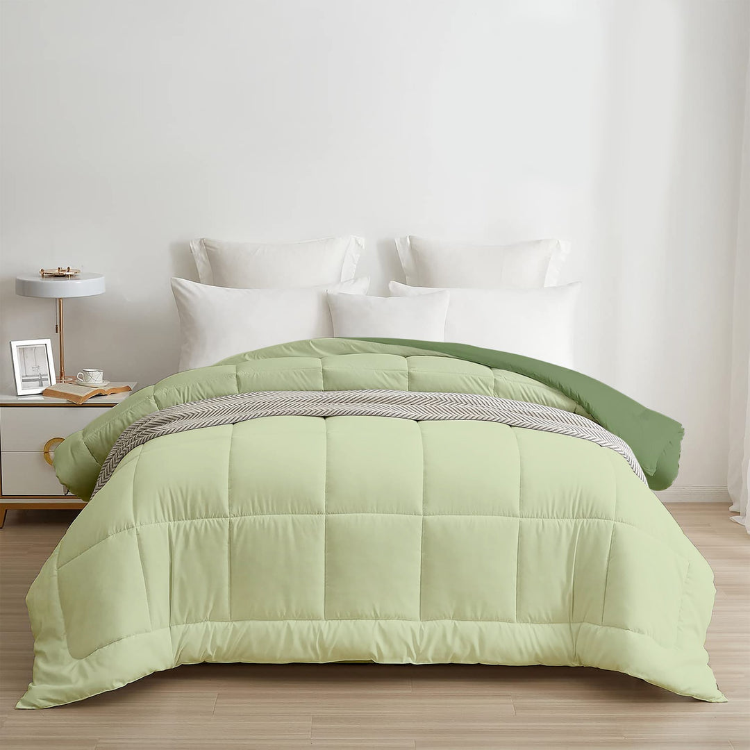Olive & Sage Green Reversible Single Comforter – Earthy Serenity