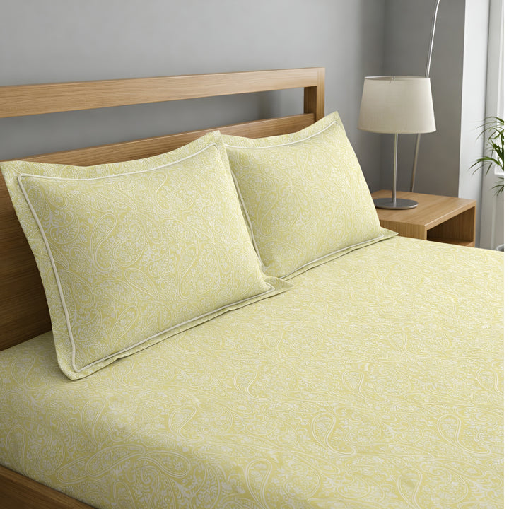500 TC Cotton Bedsheets – Opulence Premium Collection | Viora | Lime