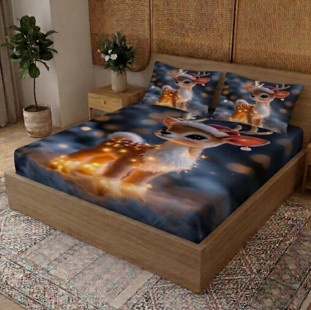 Bedcetera Royal Stallion Fantasy  Printed Bedsheet Set (King Size) 🐎✨ | Deer Design