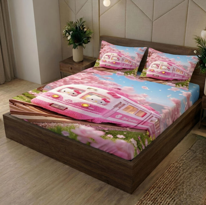 Luxury Pink Designer Bedsheet Set | Modern Geometric Print