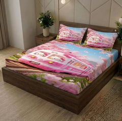 Luxury Pink Designer Bedsheet Set | Modern Geometric Print