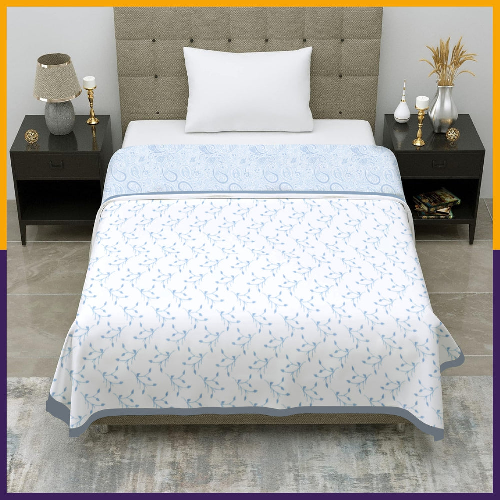 Premia Single Dohar |  Reversible Blanket  | 100% Cotton  | Blue