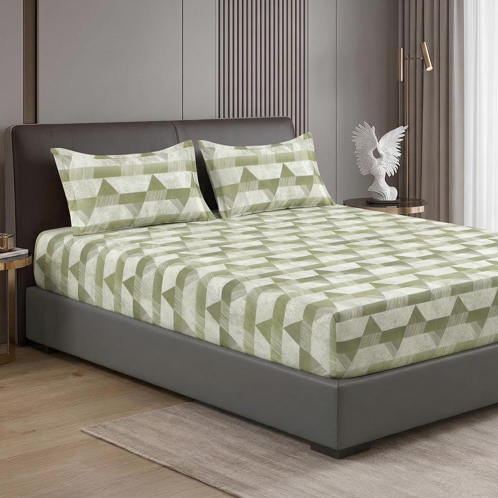 Fabella King-Size Bedsheet  |   Pista Green   |  Ultra-Soft,  Cotton-Feel Fabric