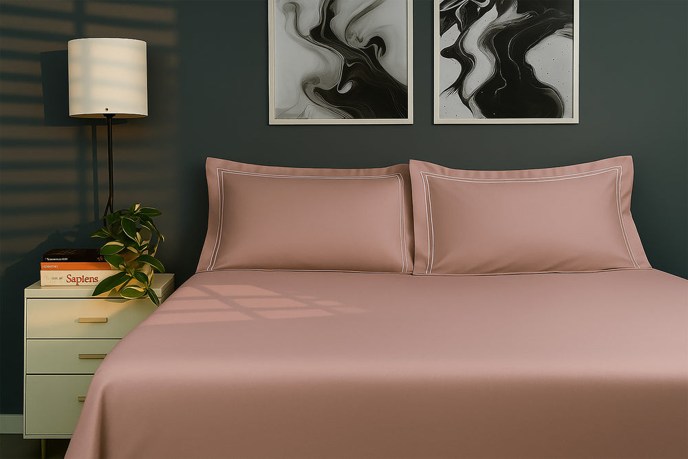 Bedcetera Luxe King Size Solids Bedsheet  Peach Colour