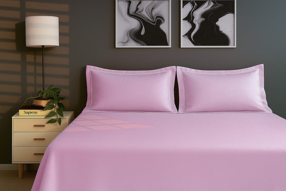 Bedcetera Solitaire King Size Solids Bedsheet Pink Colour