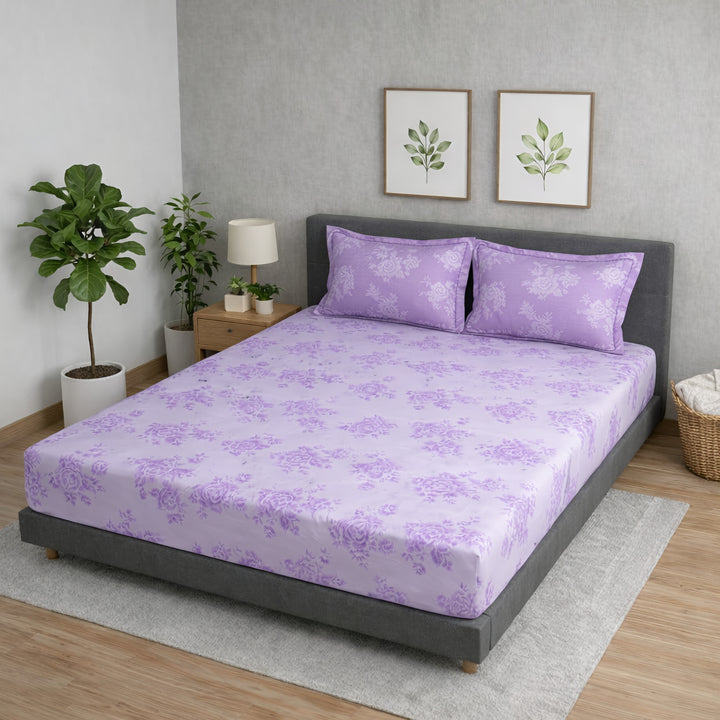 300 TC Cotton Bedsheets – Regalia  Premium Collection | Rosette | Violet