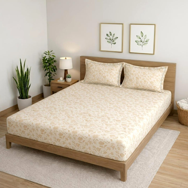 500 TC Cotton Bedsheets – Opulence Premium Collection | Pure Petal | Apricot