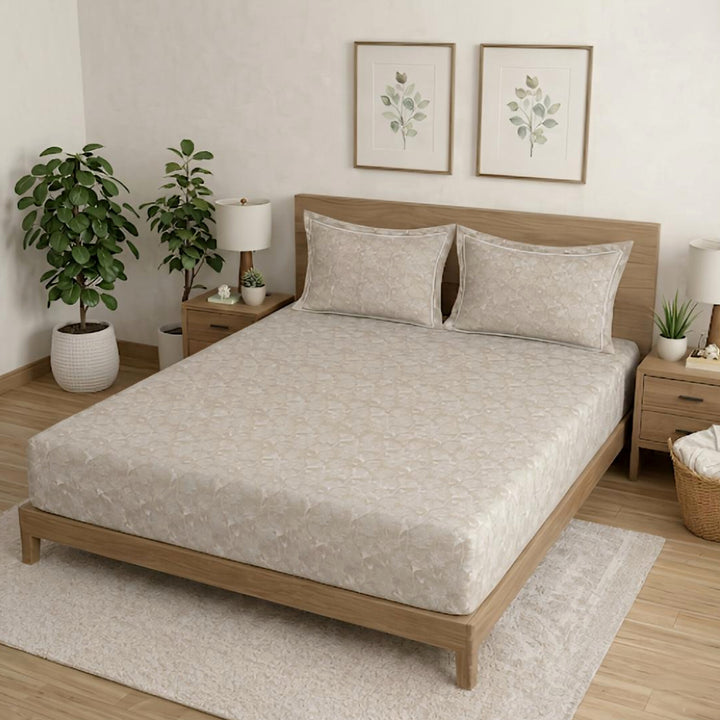 300 TC Cotton Bedsheets – Regalia  Premium Collection | Valentine | Beige