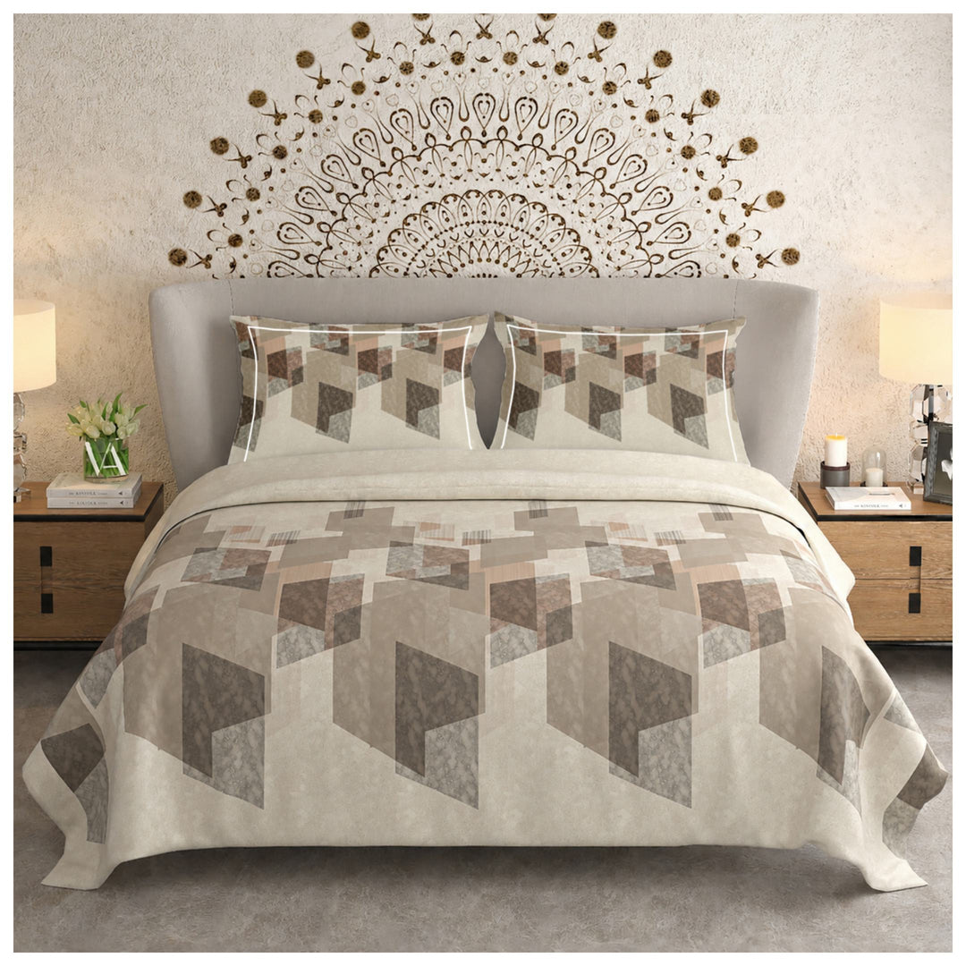 Satin Dreamz King Size Bedsheet Set | 300 Thread Count Premium Cotton Bedsheet | Brown