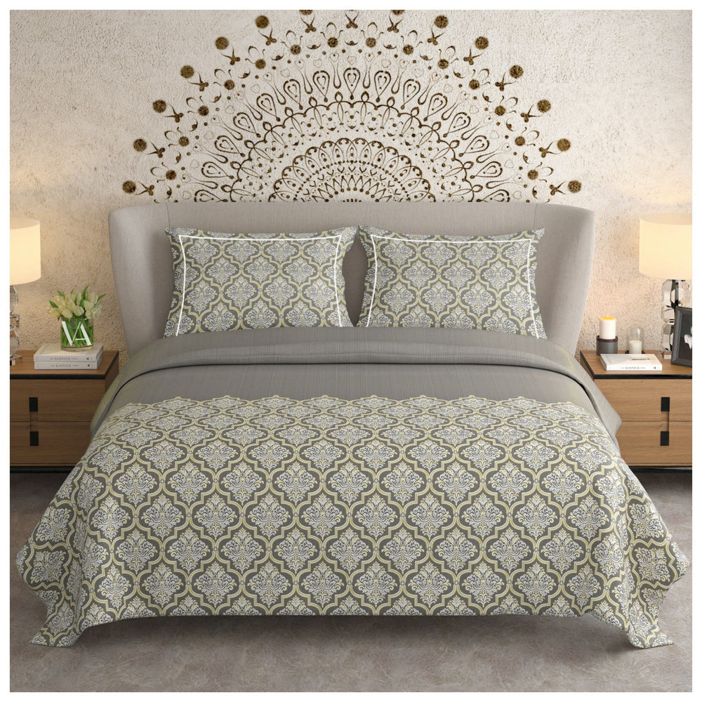 Satin Dreamz King Size Premium Bedsheet  | 100% Cotton |  300 TC Sateen | Smooth & Silky Feel |  Gray Colour