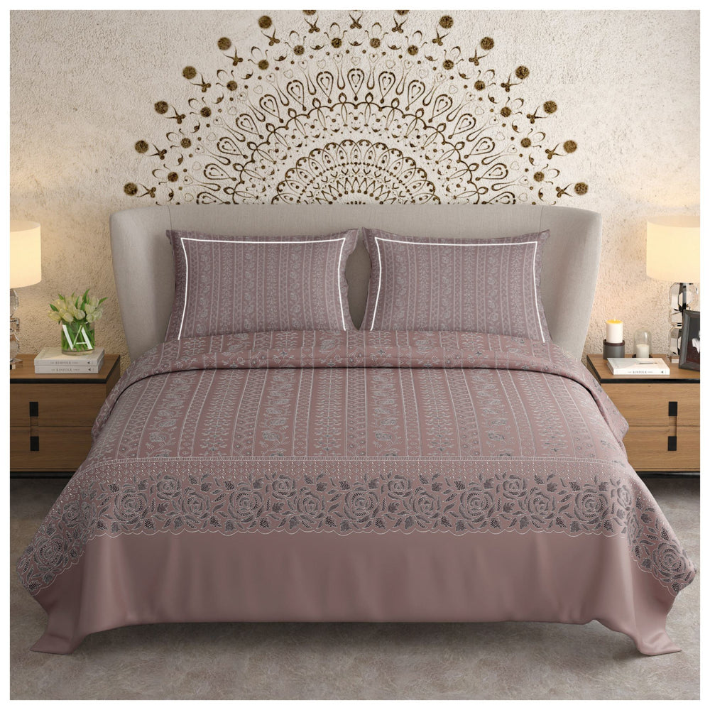 Satin Dreamz King Size Premium Bedsheet  | 100% Cotton |  300 TC Sateen | Smooth & Silky Feel | Dusty Mauve Pink