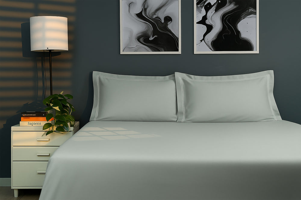 Bedcetera Luxe King Size Solids Bedsheet  Silver grey colour