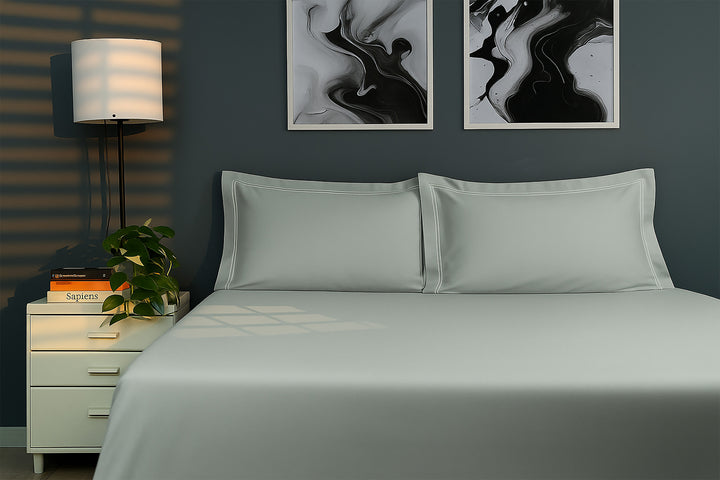 Bedcetera Luxe King Size Solids Bedsheet  Silver grey color