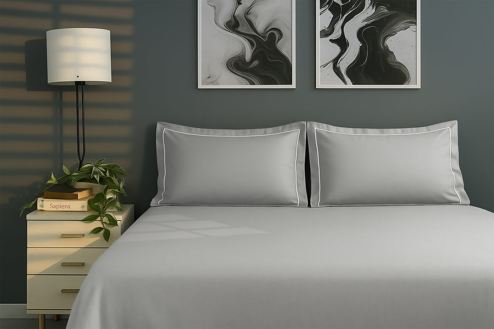 Bedcetera Solitaire King Size Solids Bedsheet Silver Grey Colour