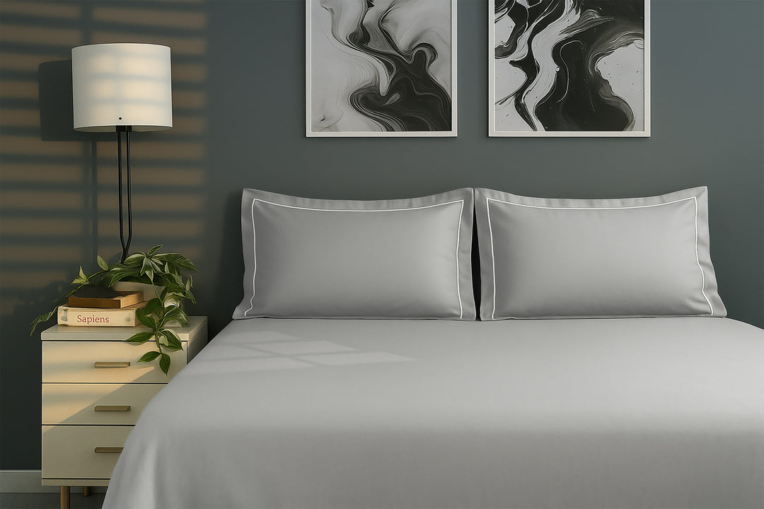 Bedcetera Solitaire King Size Solids Bedsheet Silver grey color