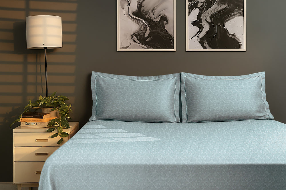 Bedcetera Ornate King Size Solids Bedsheet  Silver Grey Colour