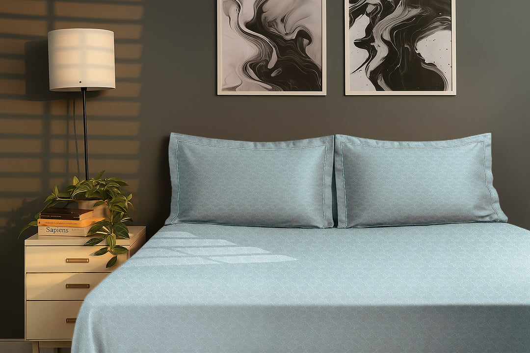 Bedcetera Ornate King Size Solids Bedsheet  Silver Grey color