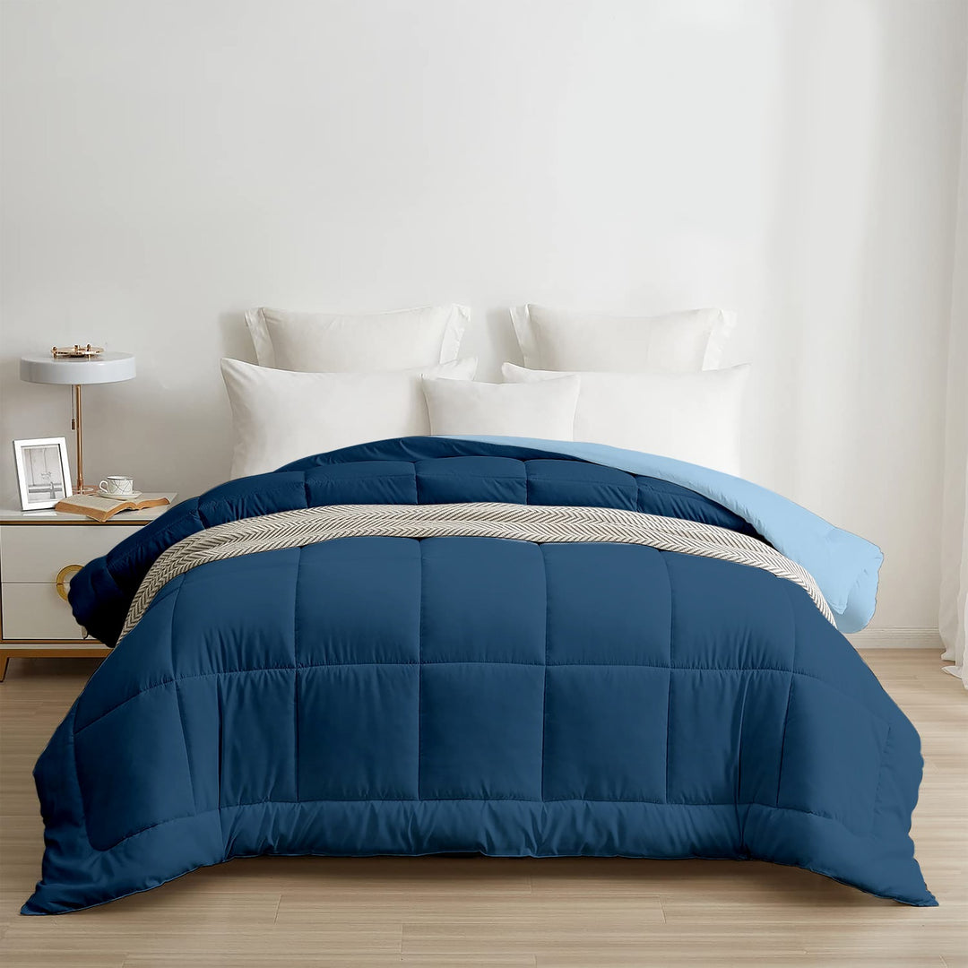 Sky & Denim Reversible Single Comforter – Cool Blue Comfort