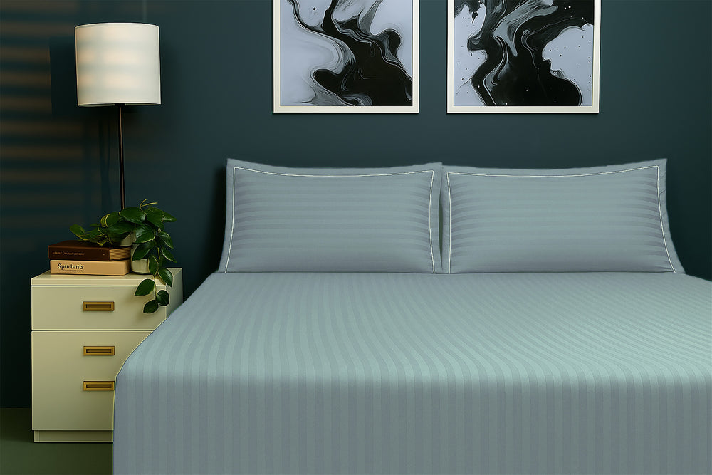 Bedcetera Lattice King Size Solids Bedsheet Silver Grey Colour