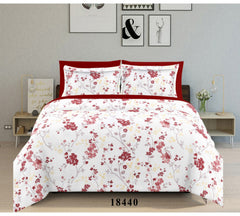 Soft Loom Premium Floral Bedding Set | 100% Cotton | King Size | 144TC | Printed | Red & Muted Pink Floral