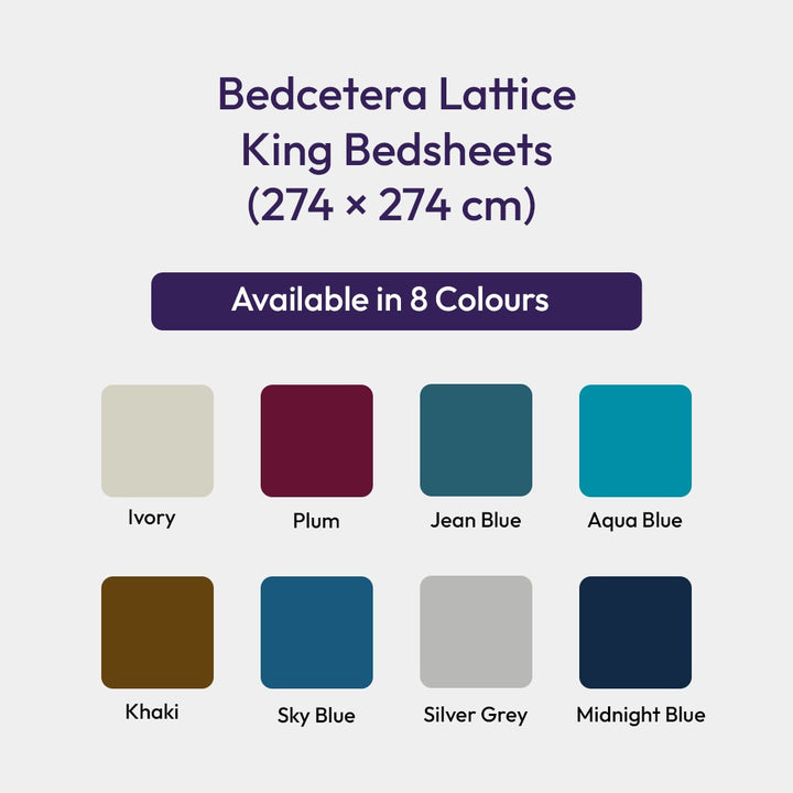 Bedcetera Lattice King Size Solids Bedsheet  Jean Blue