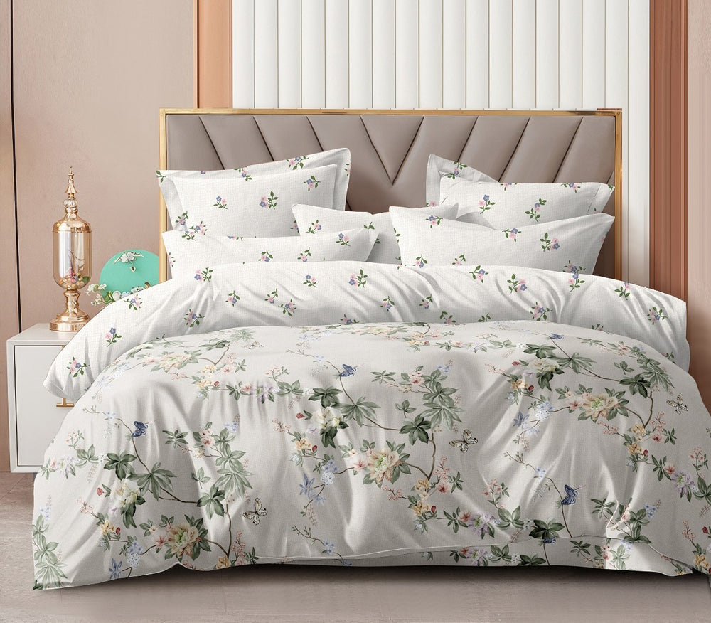 Fabella Double Size Bedsheets – Ultra Soft, CottonLike Comfort | Green Floral