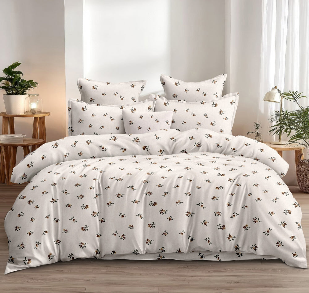 Fabella King-Size Bedsheet  |  White & Red Floral  |  Ultra-Soft,  Cotton-Feel Fabric