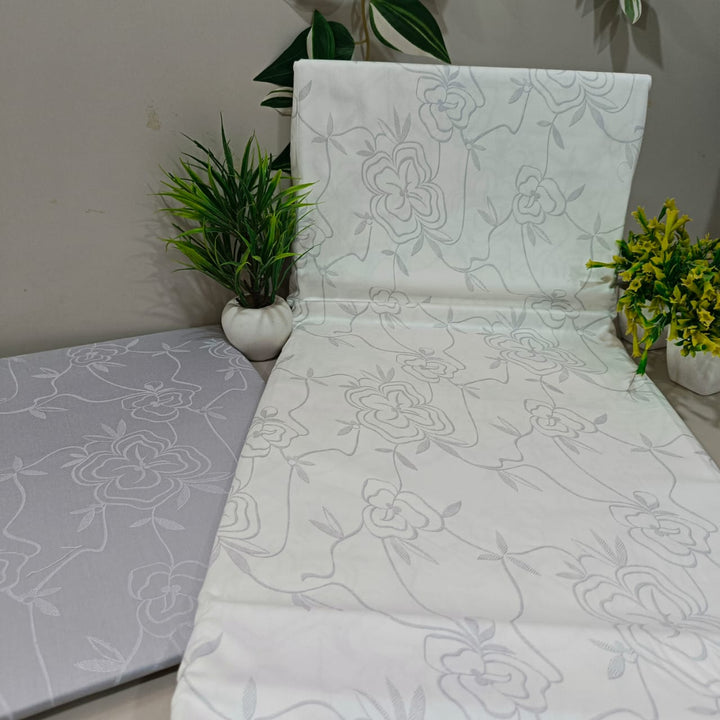 Royale King-Size Bedsheet | 100% Cotton | 250 TC Percale | Soft & Durable | White Floral