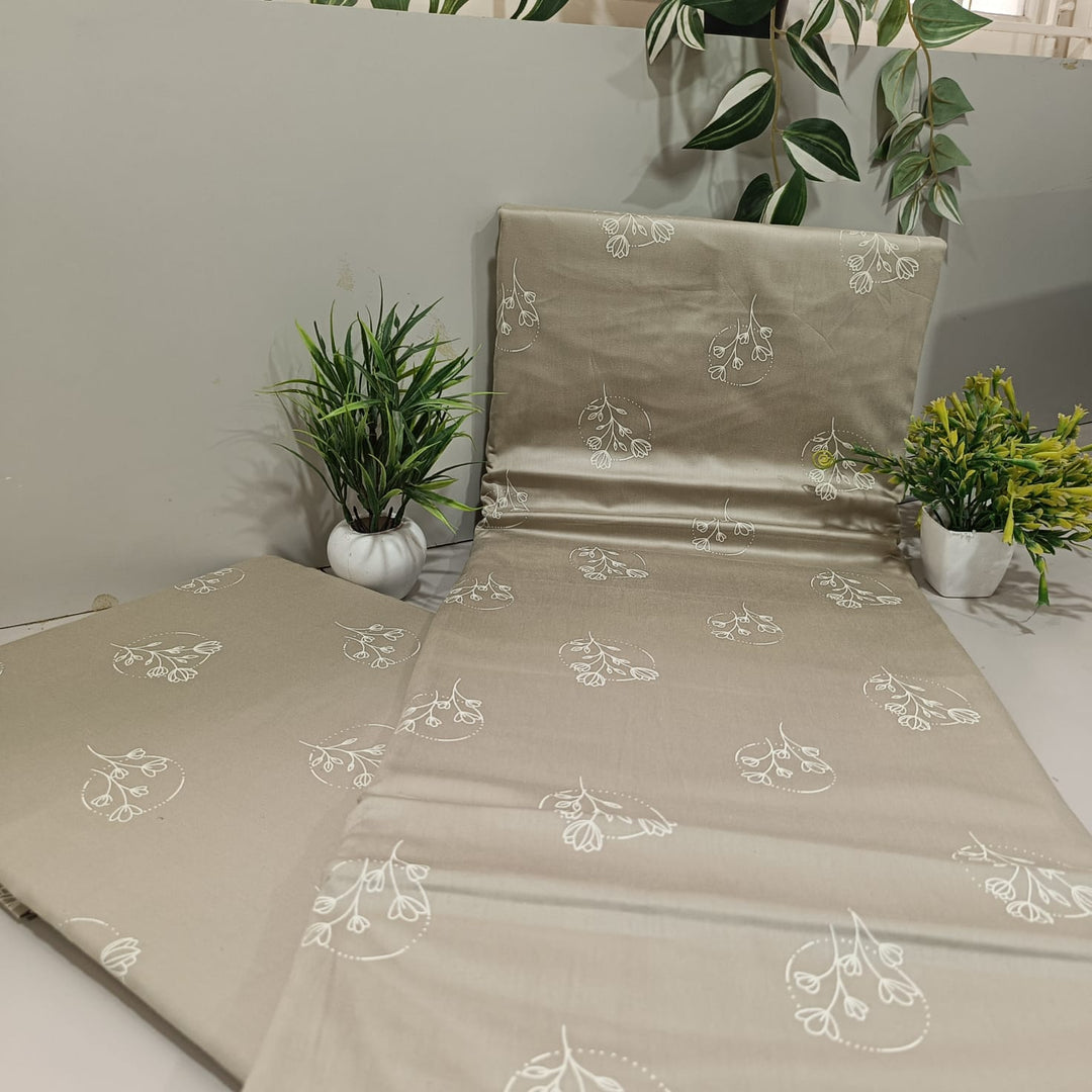 Luxe Loom King-Size Bedsheet  100% Cotton | 210 TC Sateen | Smooth & Silky Feel | Beige Floral