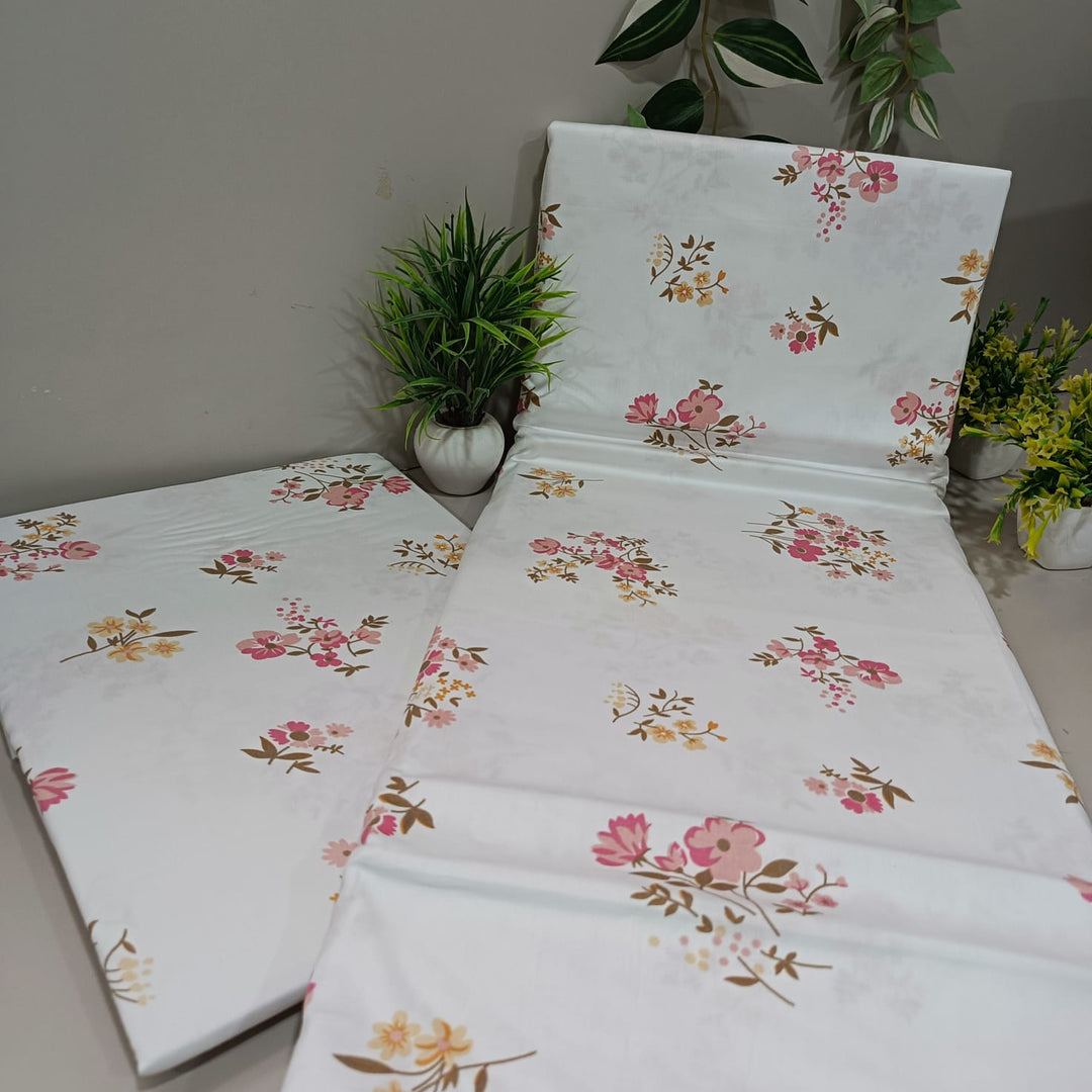 Luxe Loom King-Size Bedsheet  100% Cotton | 210 TC Sateen | Smooth & Silky Feel | Pink & Yellow Floral