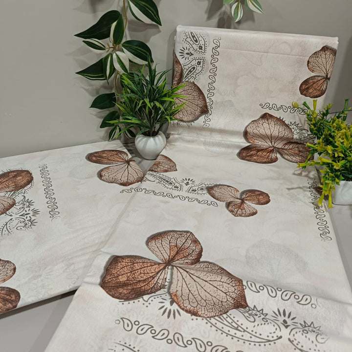 Soft Loom King-Size Bedsheet | 100% Cotton | White & Brown