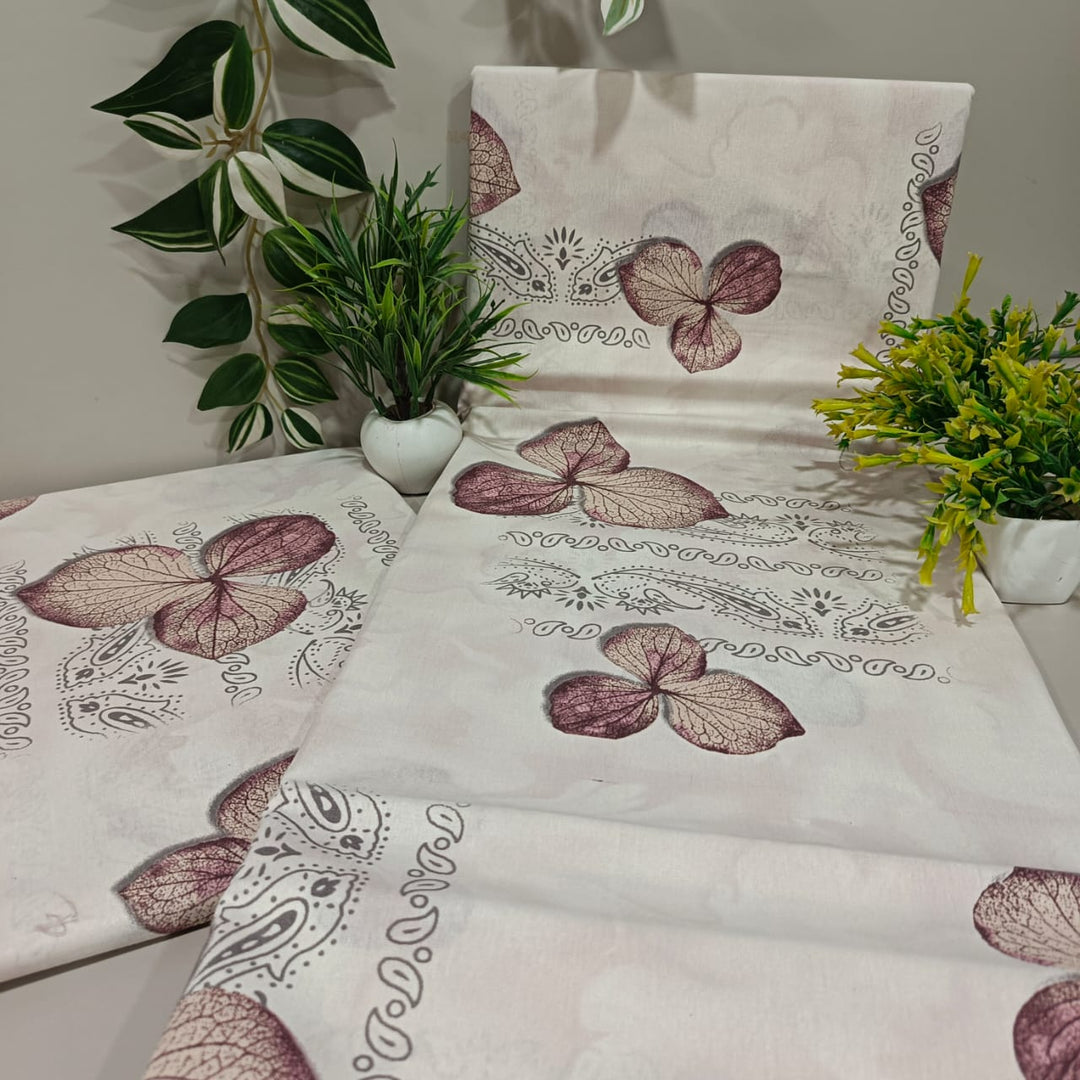 Soft Loom King-Size Bedsheet | 100% Cotton | Pink & White Butterfly