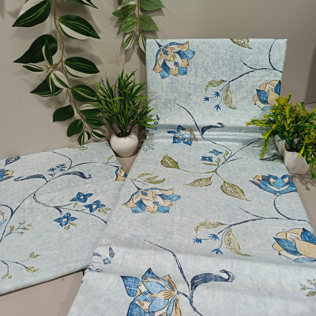 Soft Loom King-Size Bedsheet | 100% Cotton | Blue & Green