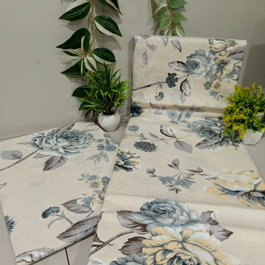 Soft Loom King-Size Bedsheet | 100% Cotton | Blue & Yeloow Floral