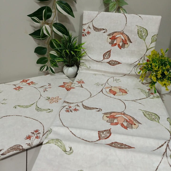 Soft Loom King-Size Bedsheet | 100% Cotton  | Red & Green Floral