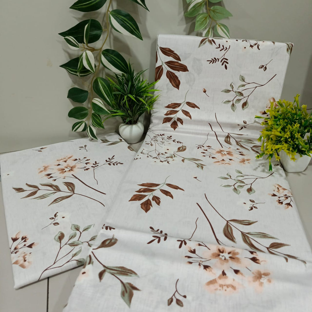 Soft Loom King-Size Bedsheet | 100% Cotton | White Floral