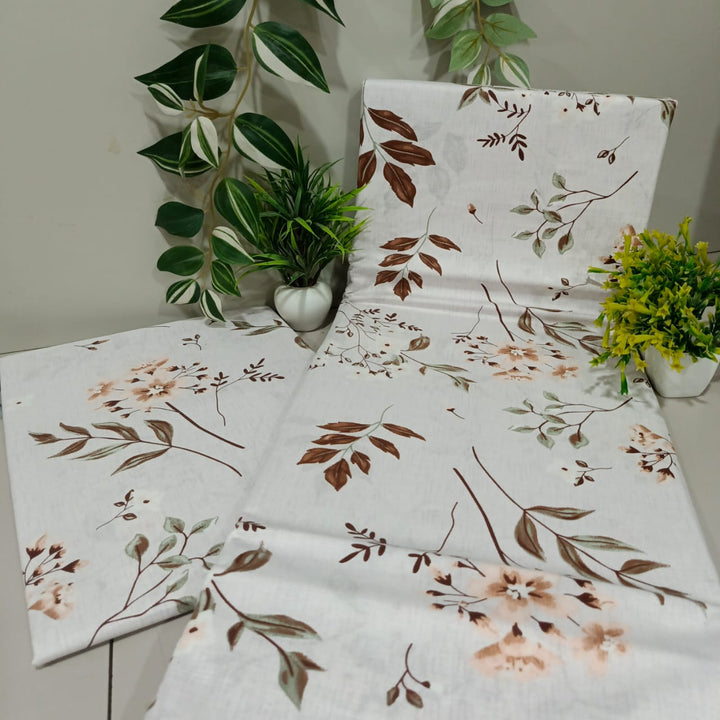 Soft Loom King-Size Bedsheet | 100% Cotton | White Floral