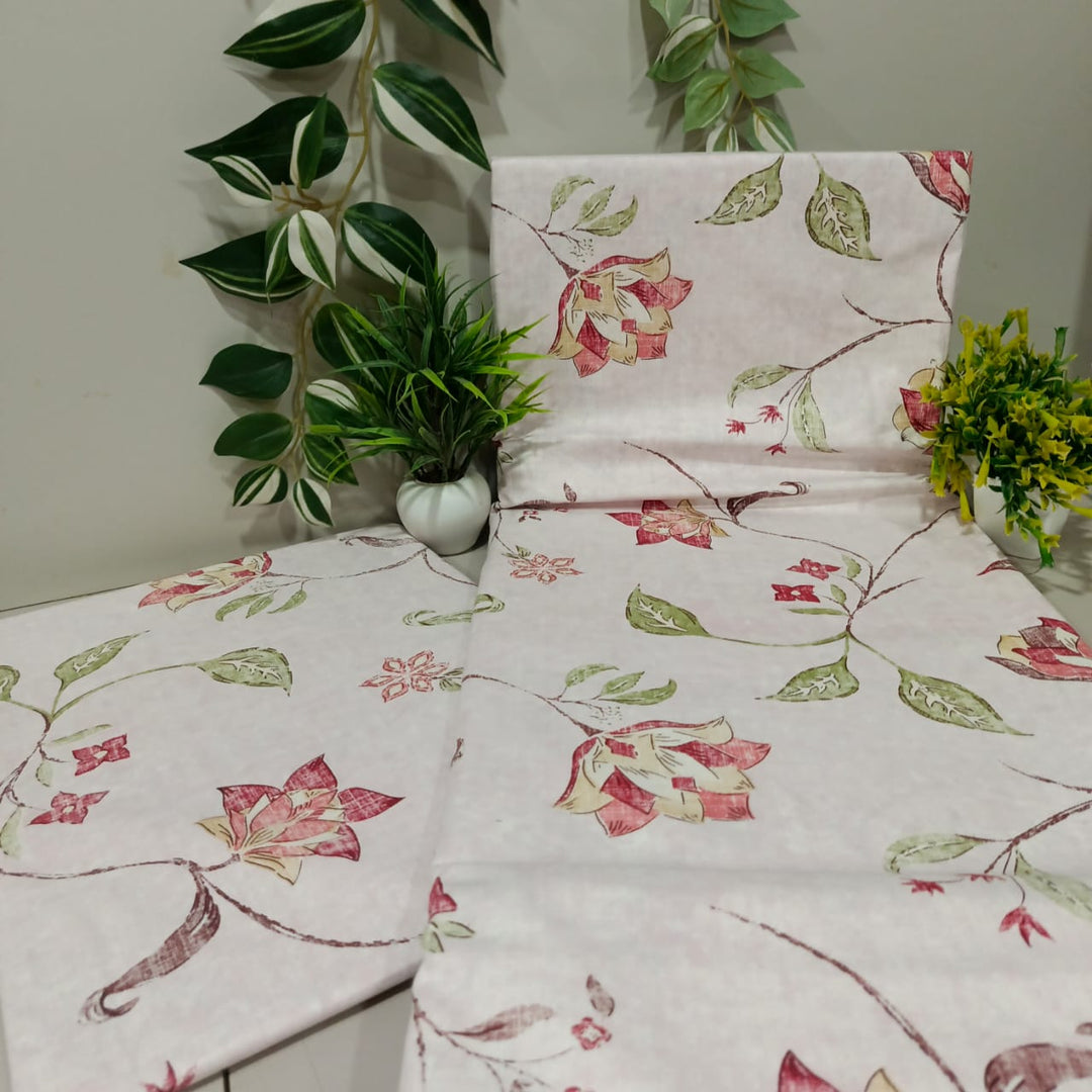 Soft Loom King-Size Bedsheet | 100% Cotton | Pink & Red Floral