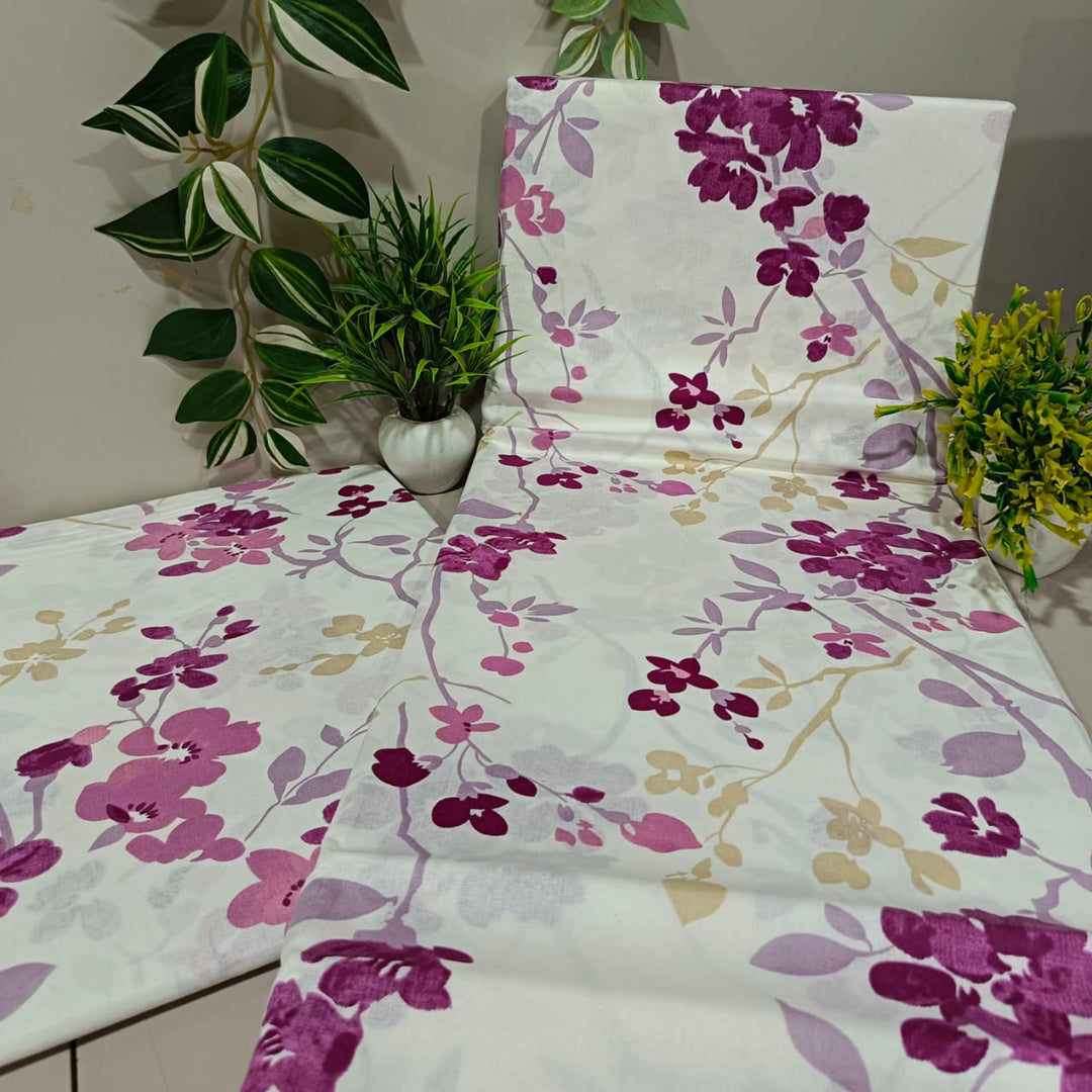 Soft Loom King-Size Bedsheet | 100% Cotton | Pink Floral