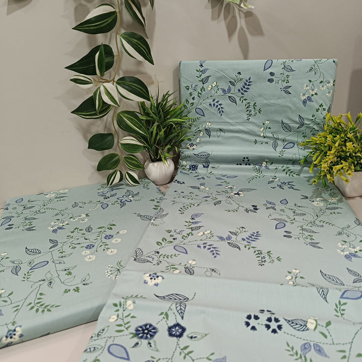 Imperial King-Size Bedsheet | 100% Cotton | 250 TC Percale | Crisp & Fresh Feel | Mint Green Floral