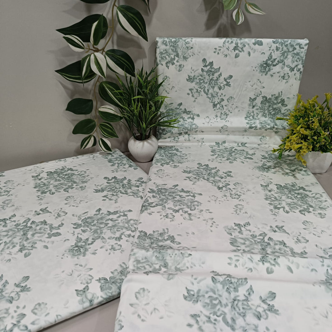 Imperial King-Size Bedsheet | 100% Cotton | 250 TC Percale | Crisp & Fresh Feel | Green Floral