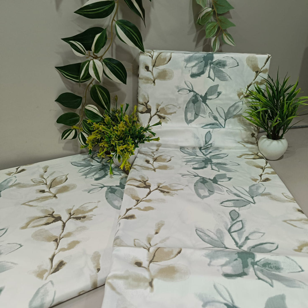 Imperial King-Size Bedsheet | 100% Cotton | 250 TC Percale | Crisp & Fresh Feel | Blue & Green