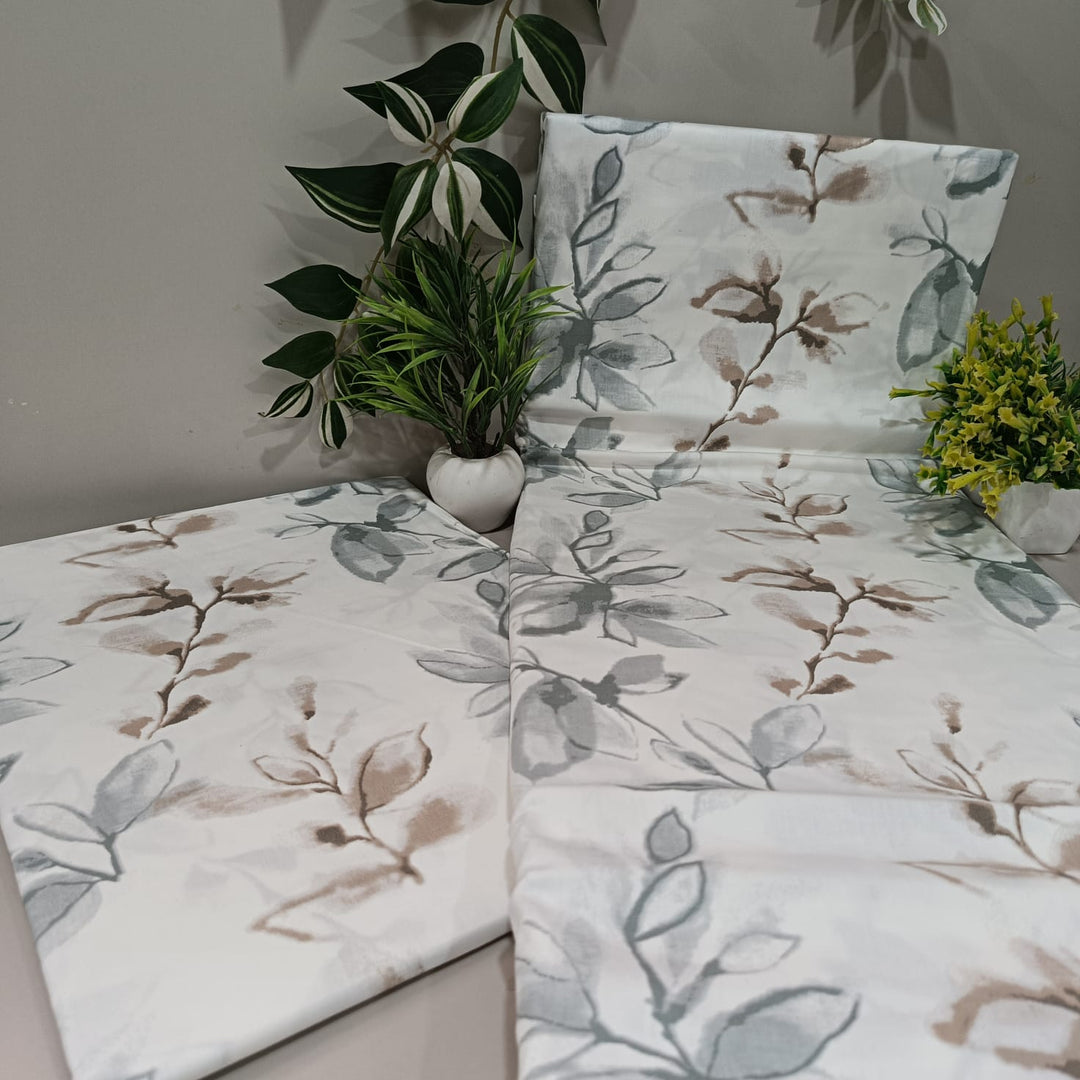 Imperial King-Size Bedsheet | 100% Cotton | 250 TC Percale | Crisp & Fresh Feel | Blue & Gray Floral