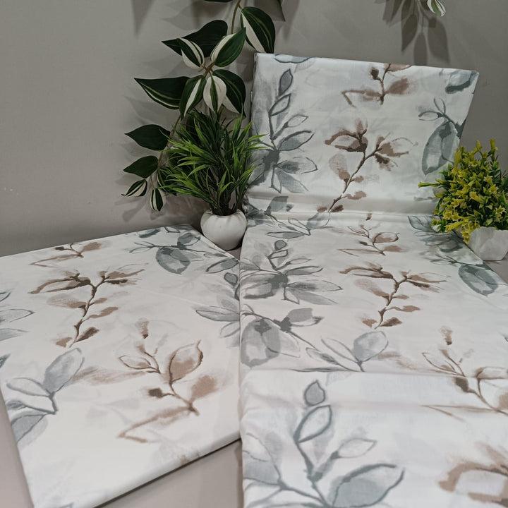 Imperial King-Size Bedsheet | 100% Cotton | 250 TC Percale | Crisp & Fresh Feel | Blue & Gray Floral