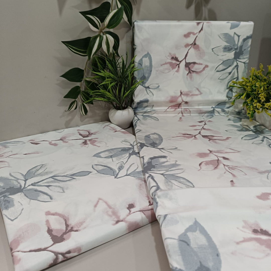 Imperial King-Size Bedsheet | 100% Cotton | 250 TC Percale | Crisp & Fresh Feel | Purple & Blue Floral