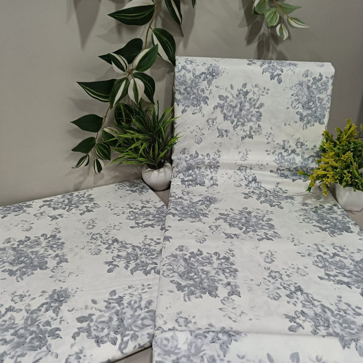 Imperial King-Size Bedsheet | 100% Cotton | 250 TC Percale | Crisp & Fresh Feel | Blue Floral
