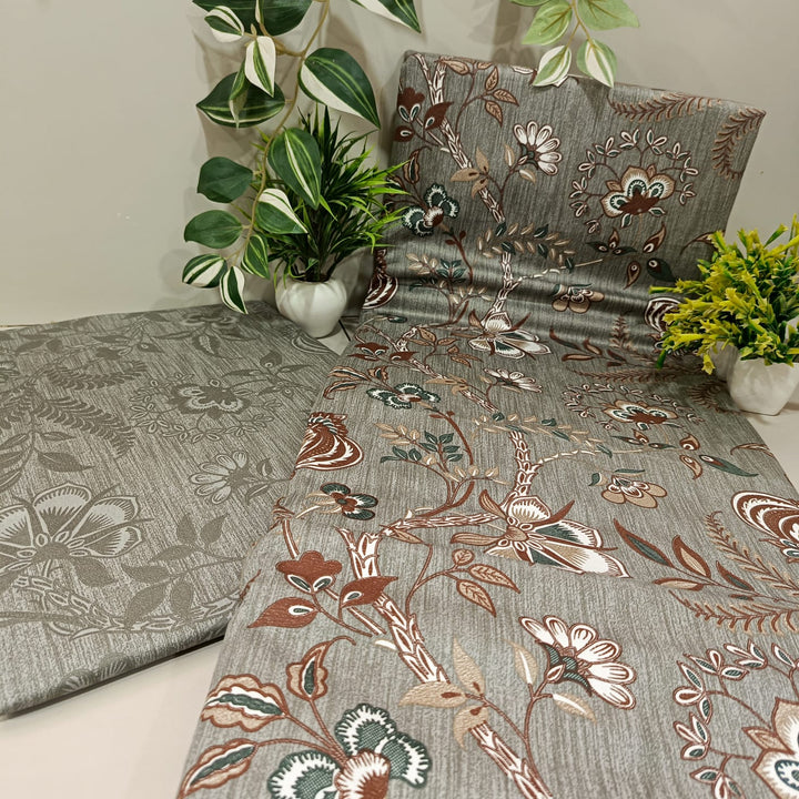 Satin Touch King Size Premium Bedsheet  | 100% Cotton |  300 TC Sateen | Smooth & Silky Feel |  Gray Floral