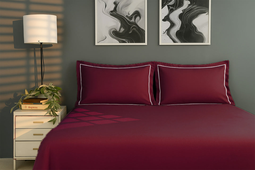 Bedcetera Lumina King Size Solids Bedsheet Wine Color