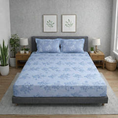300 TC Cotton Bedsheets – Regalia  Premium Collection | Rosette | Blue